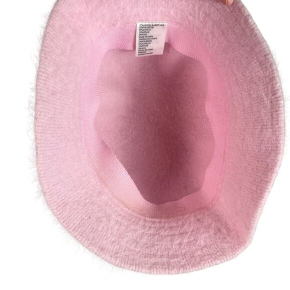 Pink Angora Rabbit Hair Soft Fuzzy Fur Bucket Hat Feminine Fall Winter Preppy - Picture 2 of 5